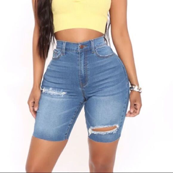 Denim Stretch Bermuda Shorts - Picture 2 of 5